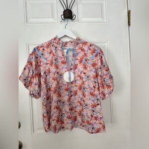 Umgee Floral Blouse in Pink and Blue